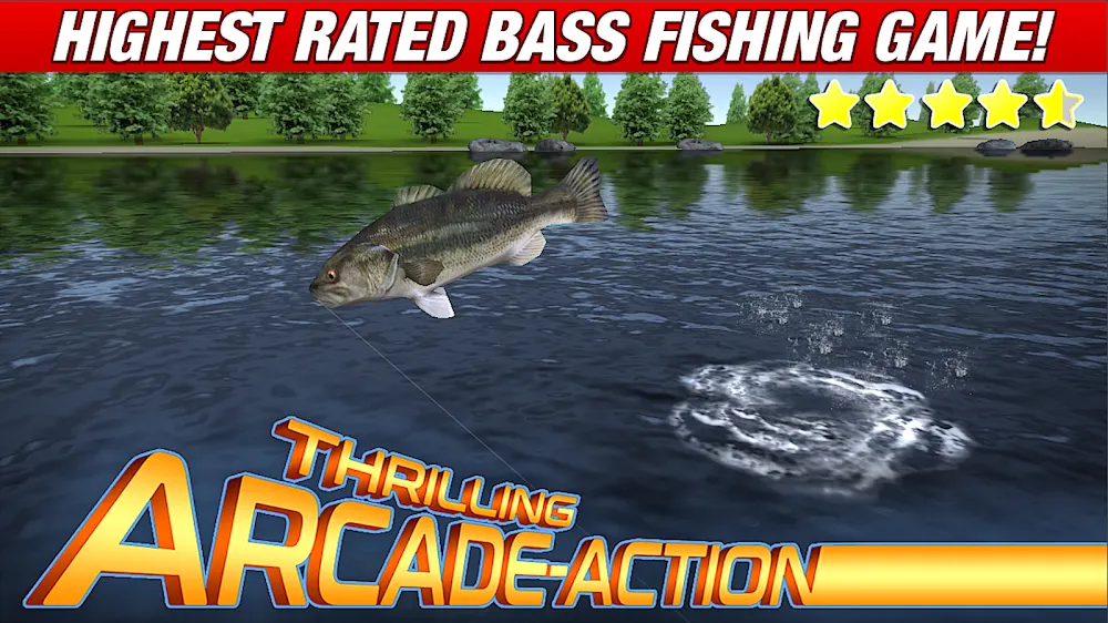 Imagem do jogo Master Bass com um achigã junto ao barco