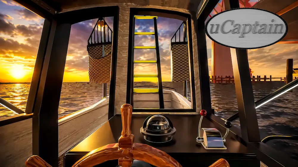 Imagem do jogo uCaptain com o barco em mar aberto